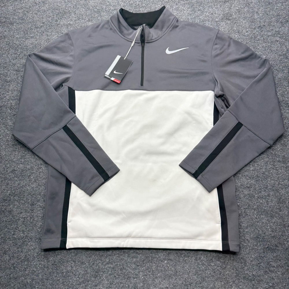 Nike Golf Therma-FIT 1/4 Zip Pullover Grey White Colorblock Mens Medium NWT